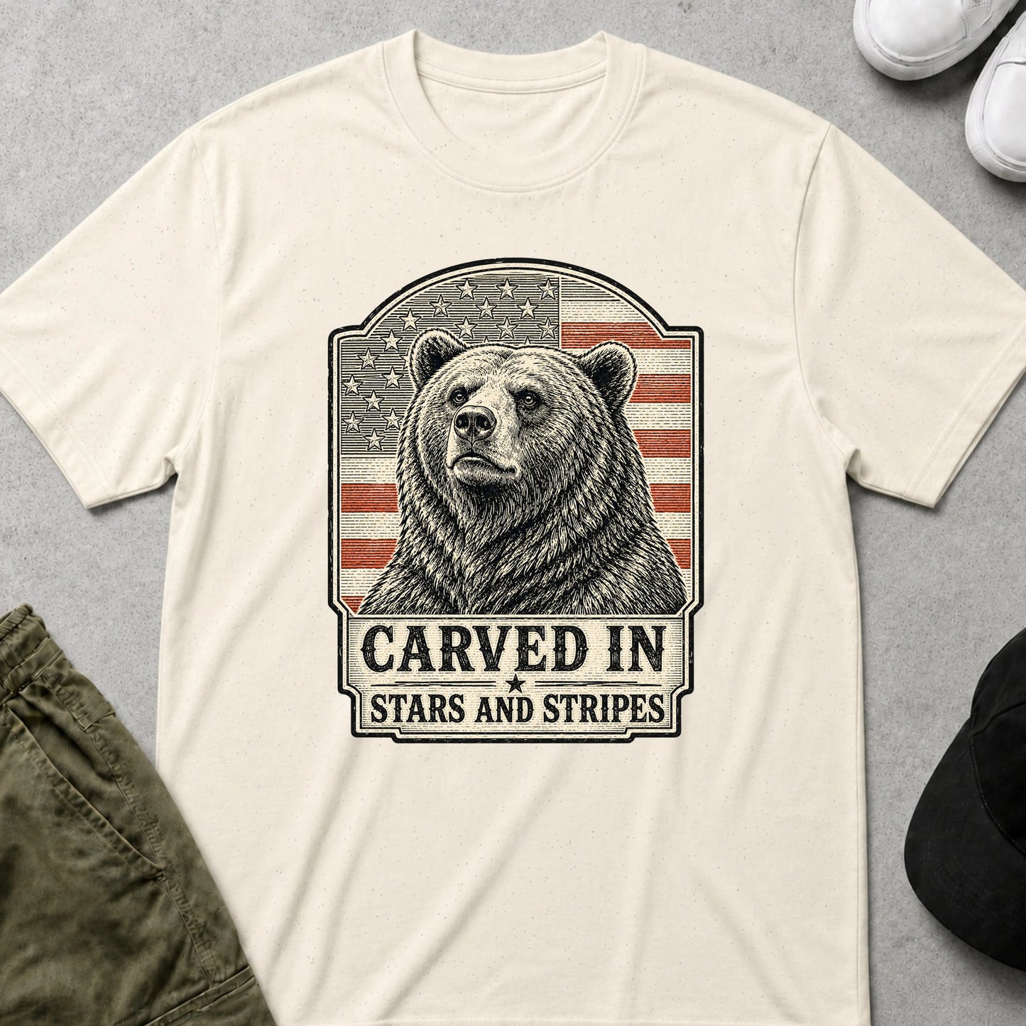 Cool Teds Teddy-Bear The Patriotic Bear T-Shirt Natural / S