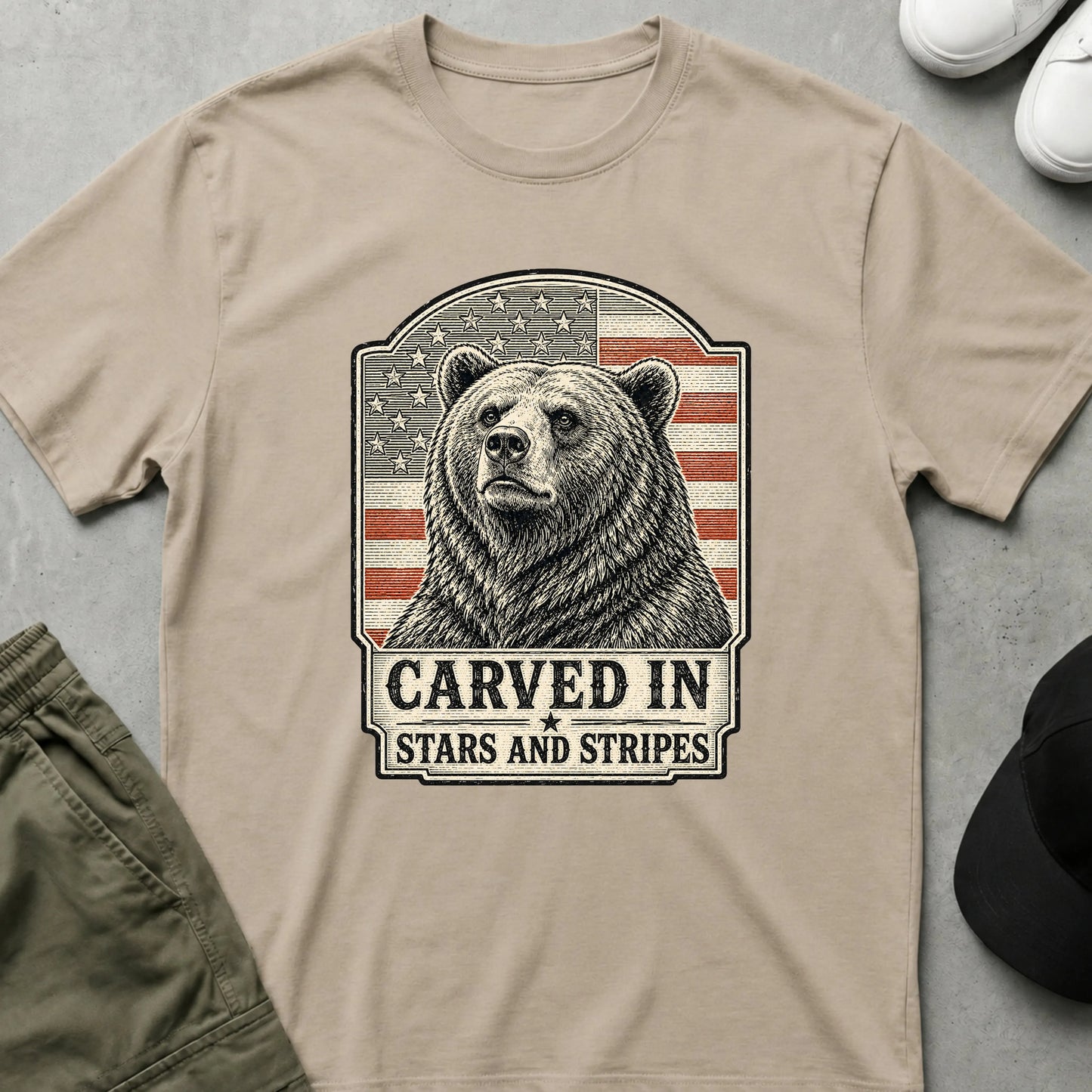Cool Teds Teddy-Bear The Patriotic Bear T-Shirt Sand / S