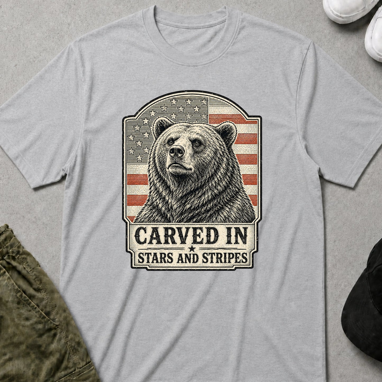 Cool Teds Teddy-Bear The Patriotic Bear T-Shirt Sport Grey / S