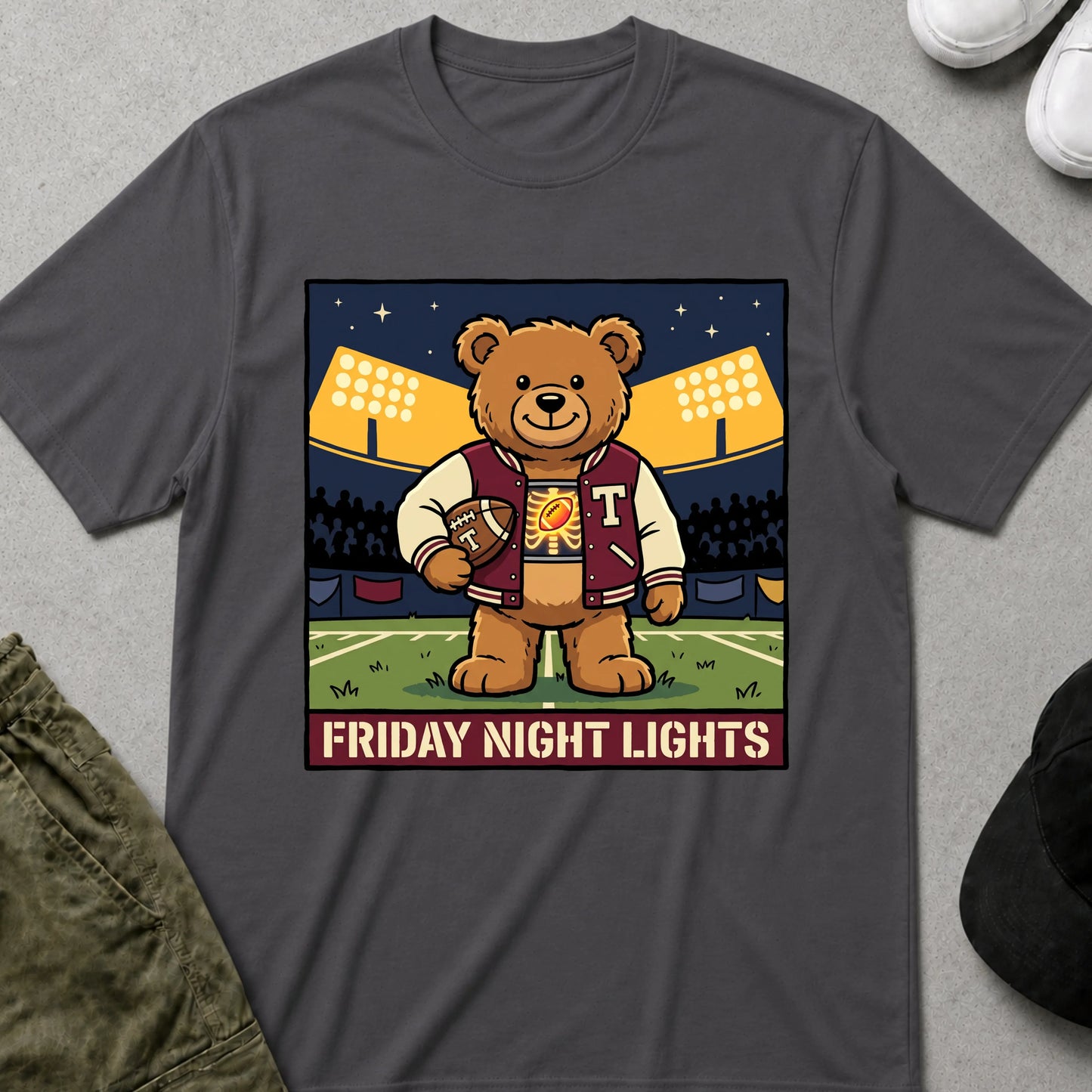 Cool Teds Teddy-Bear Touchdown Ted T-Shirt Charcoal / S
