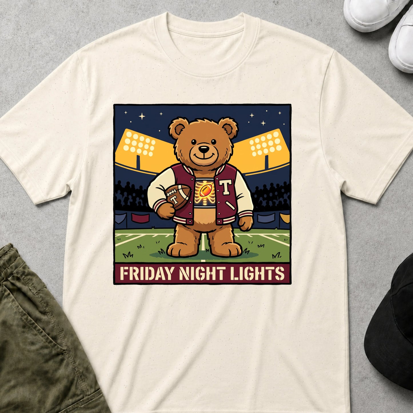 Cool Teds Teddy-Bear Touchdown Ted T-Shirt Natural / S