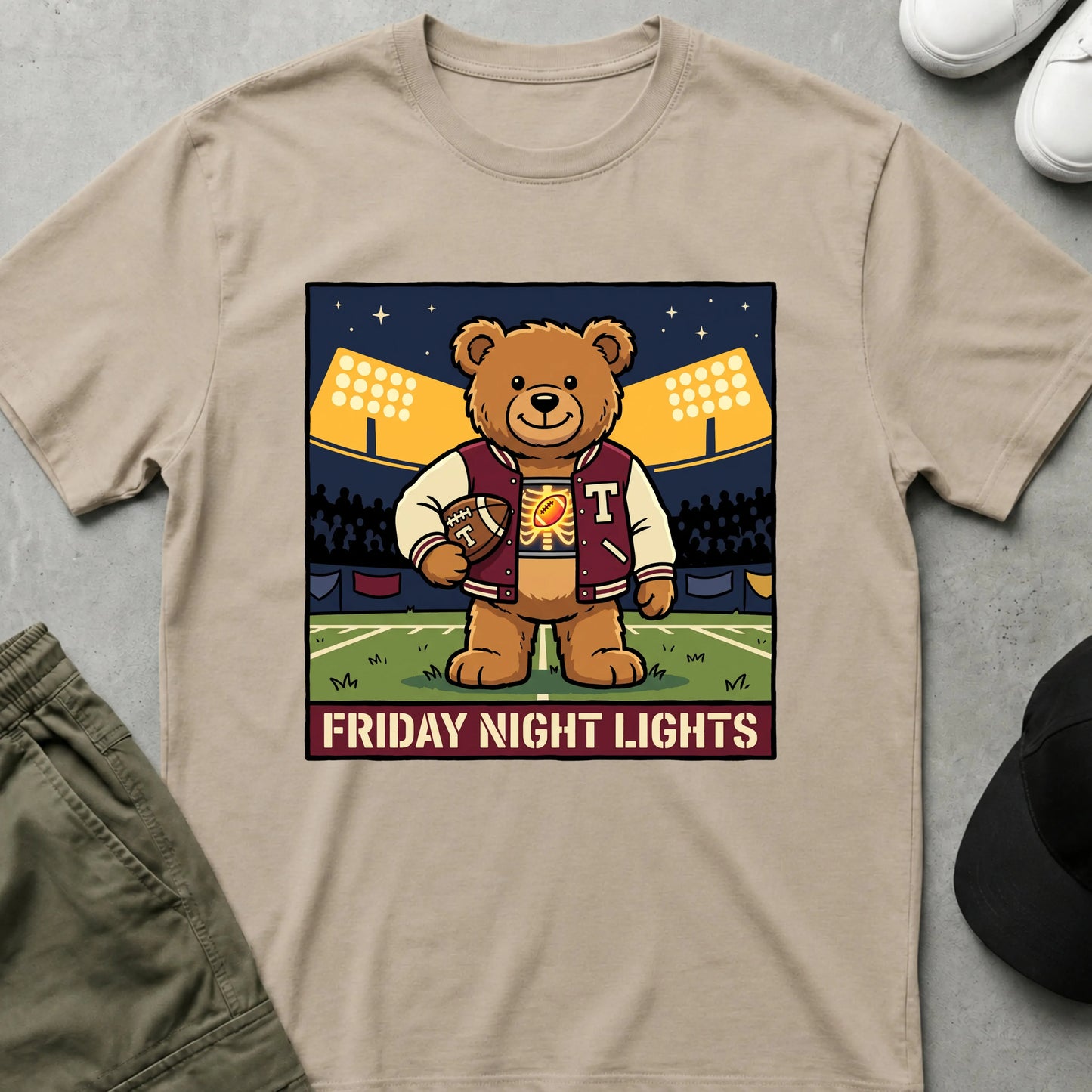 Cool Teds Teddy-Bear Touchdown Ted T-Shirt Sand / S