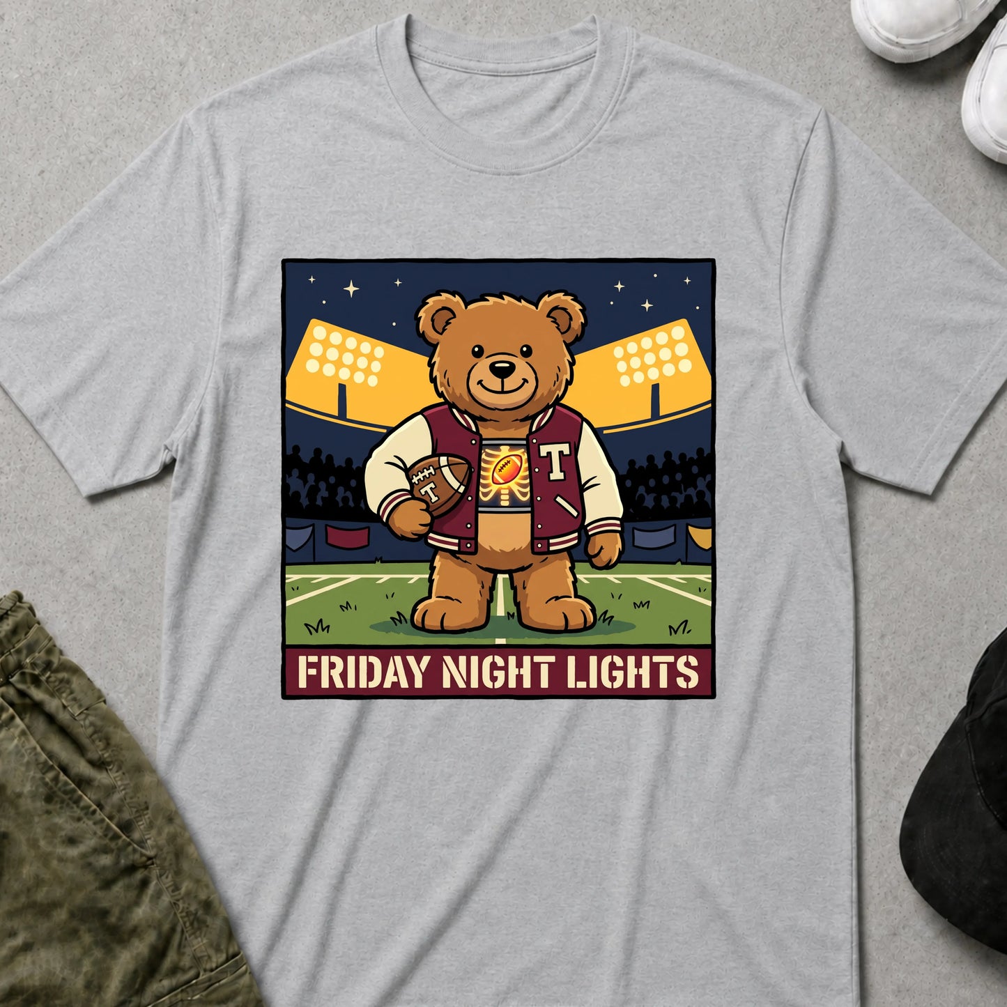 Cool Teds Teddy-Bear Touchdown Ted T-Shirt Sport Grey / S
