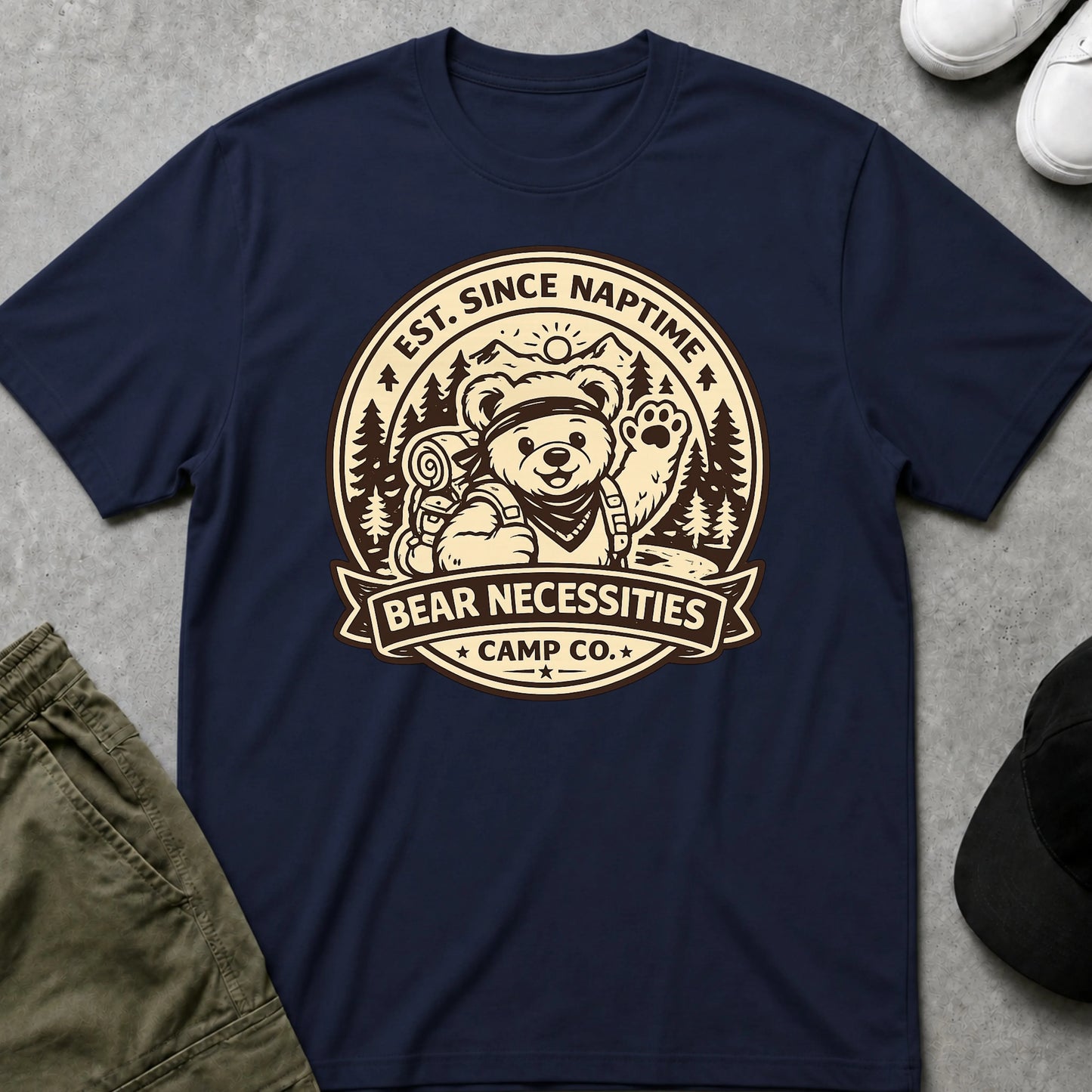 Printify Teddy-Bear Trail Hiker T-Shirt Navy / S