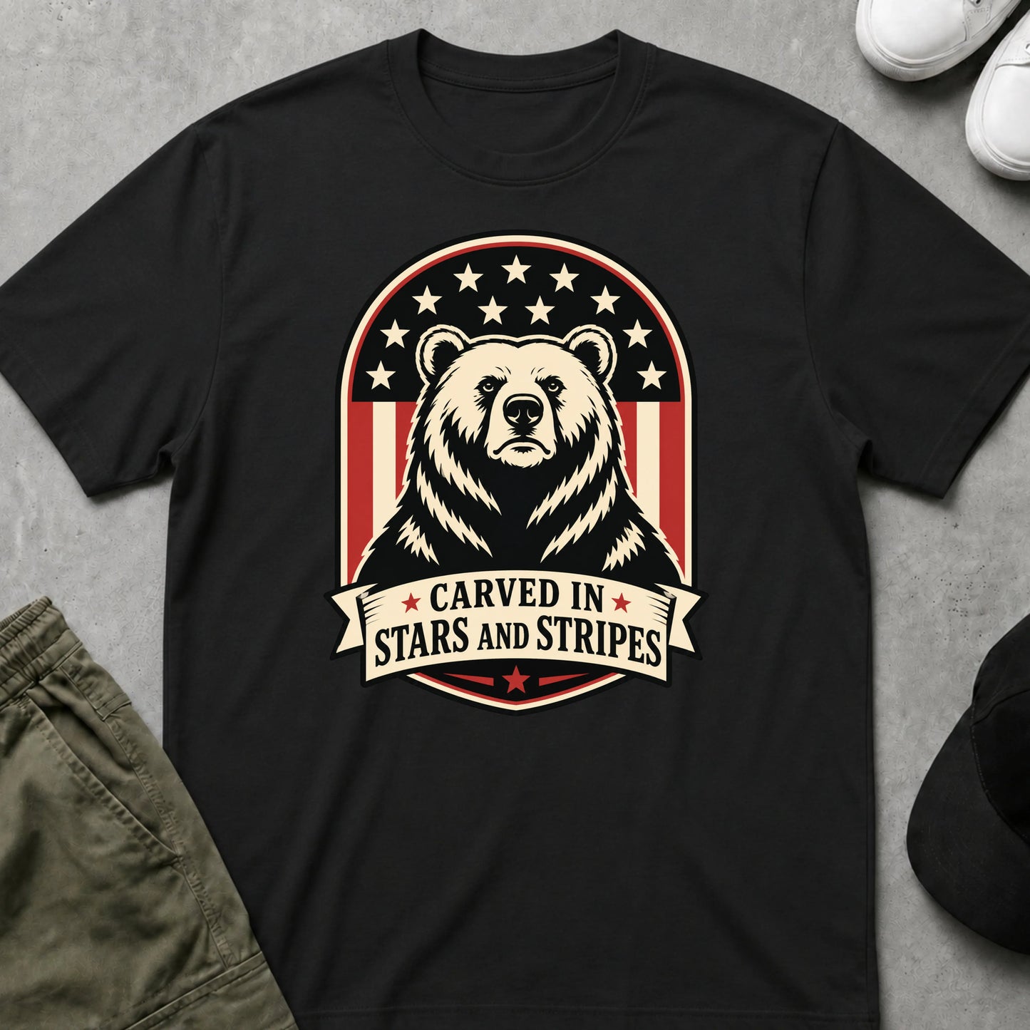 Cool Teds Teddy-Bear USA Forever T-Shirt Black / S