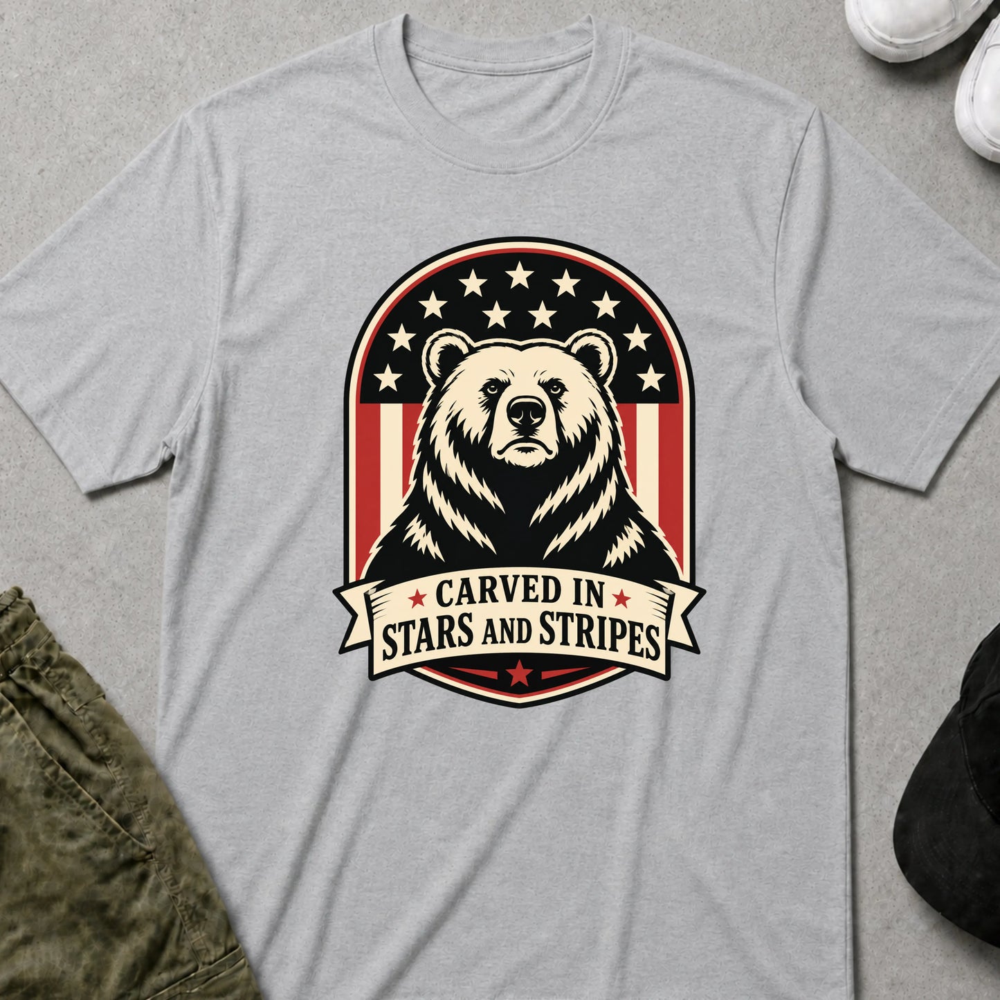 Cool Teds Teddy-Bear USA Forever T-Shirt Sport Grey / S