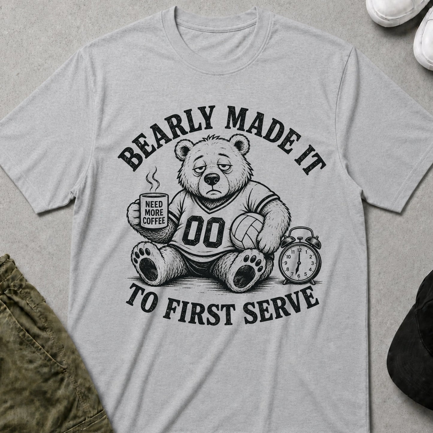 Cool Teds Teddy-Bear Volleyball Bear T-Shirt Sport Grey / S