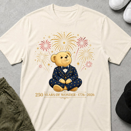 Cool Teds Teddy-Bear 1776 Fireworks & Freedom T-Shirt Natural / S