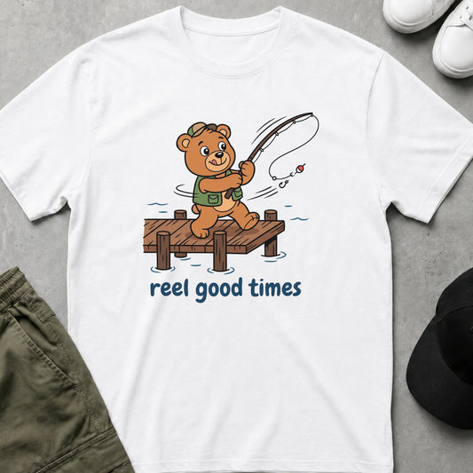 Printify Teddy-Bear Reel Good Times T-Shirt White / S