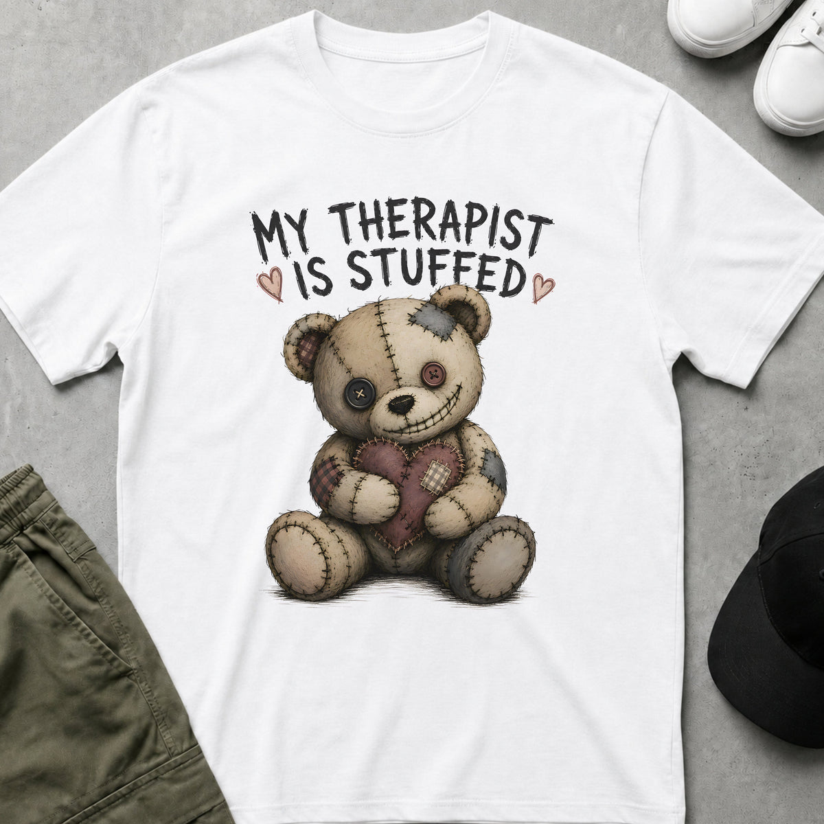 Cool Teds Teddy-Bear Stuffed Therapist T-Shirt White / S