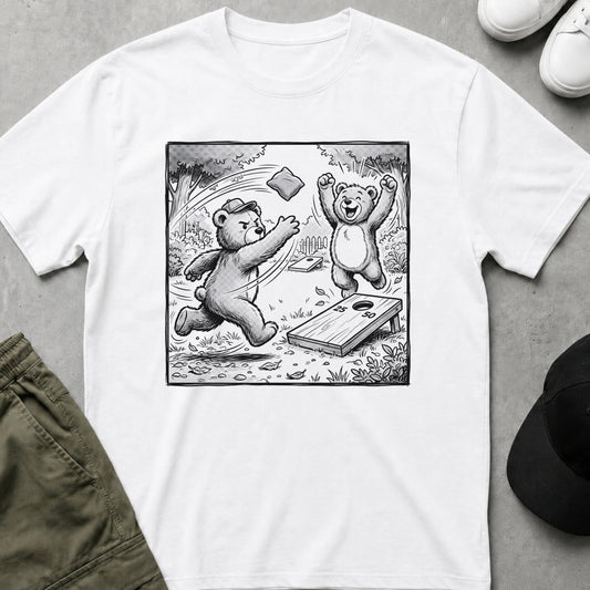 Printify Teddy-Bear Cornhole Bears T-Shirt White / S