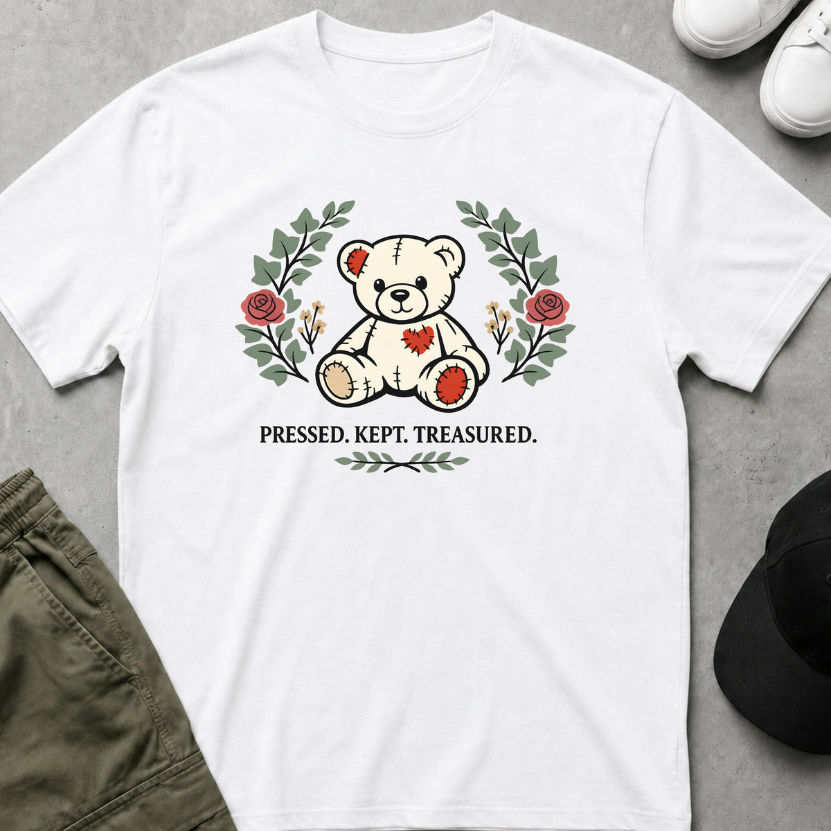 Cool Teds Teddy-Bear Pressed Kept Treasured T-Shirt White / S