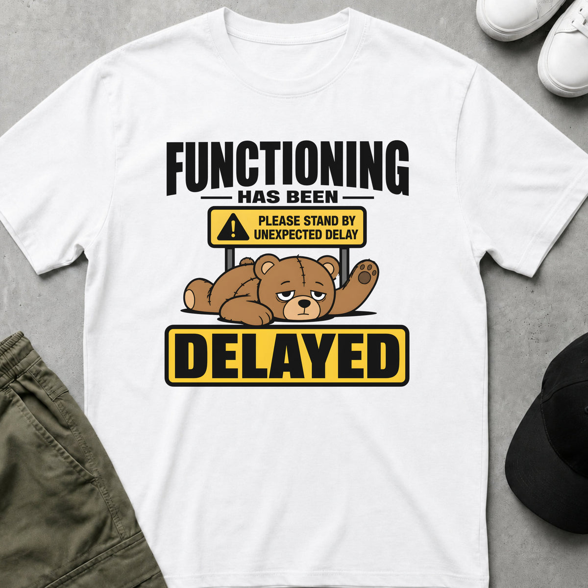 Cool Teds Teddy-Bear Unexpected Delay T-Shirt White / S