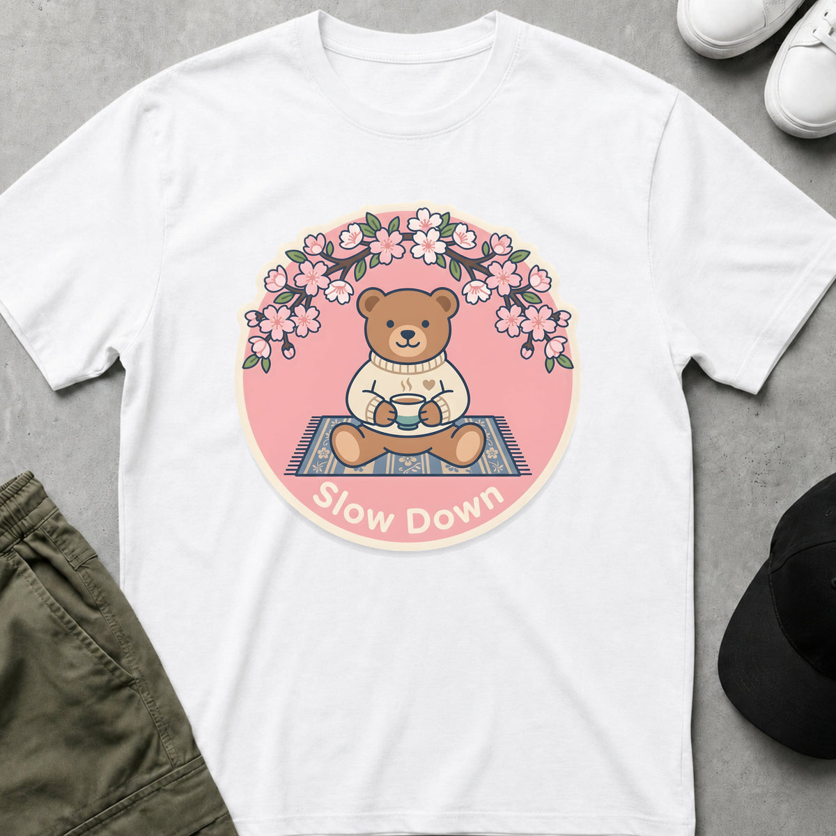 Printify Teddy-Bear Tea Time Bear T-Shirt White / S