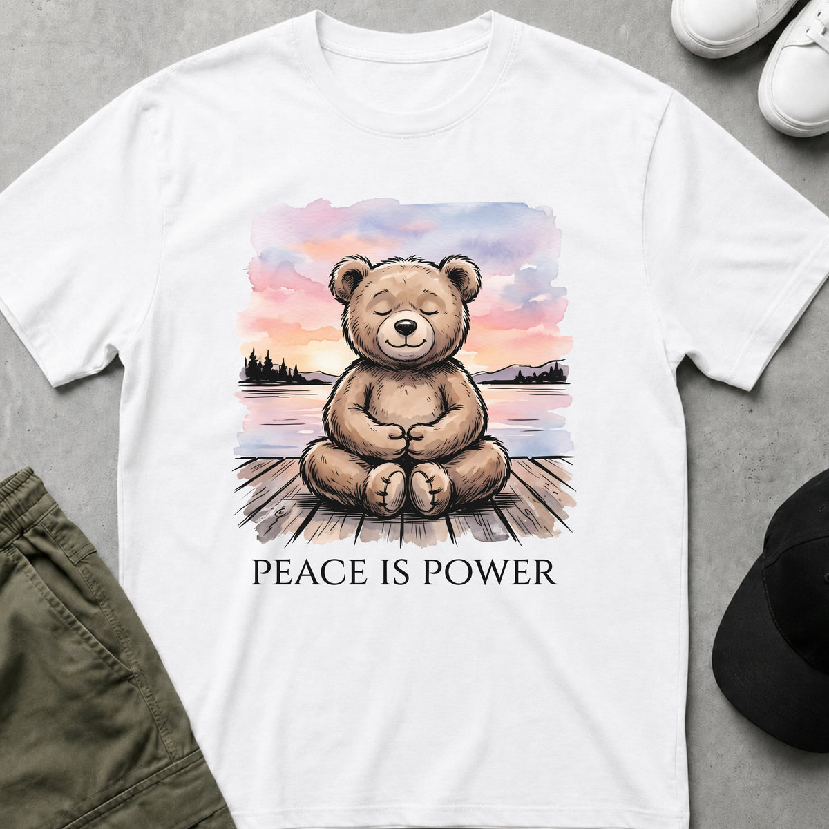 Cool Teds Teddy-Bear Peace Is Power T-Shirt White / S