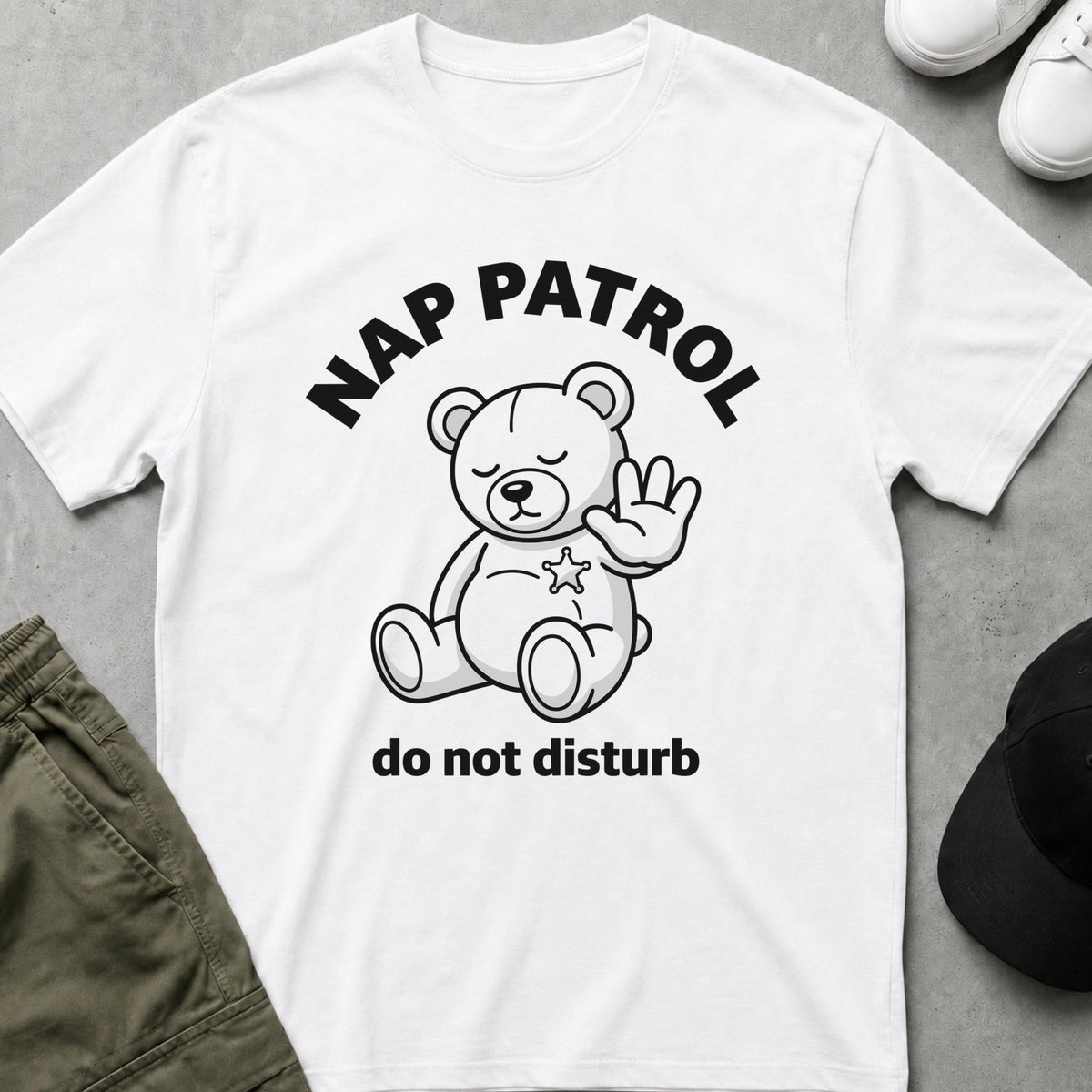 Cool Teds Teddy-Bear Nap Patrol T-Shirt White / S