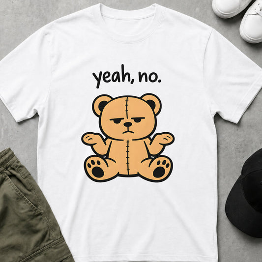 Cool Teds Teddy-Bear Deadpan Bear T-Shirt White / S