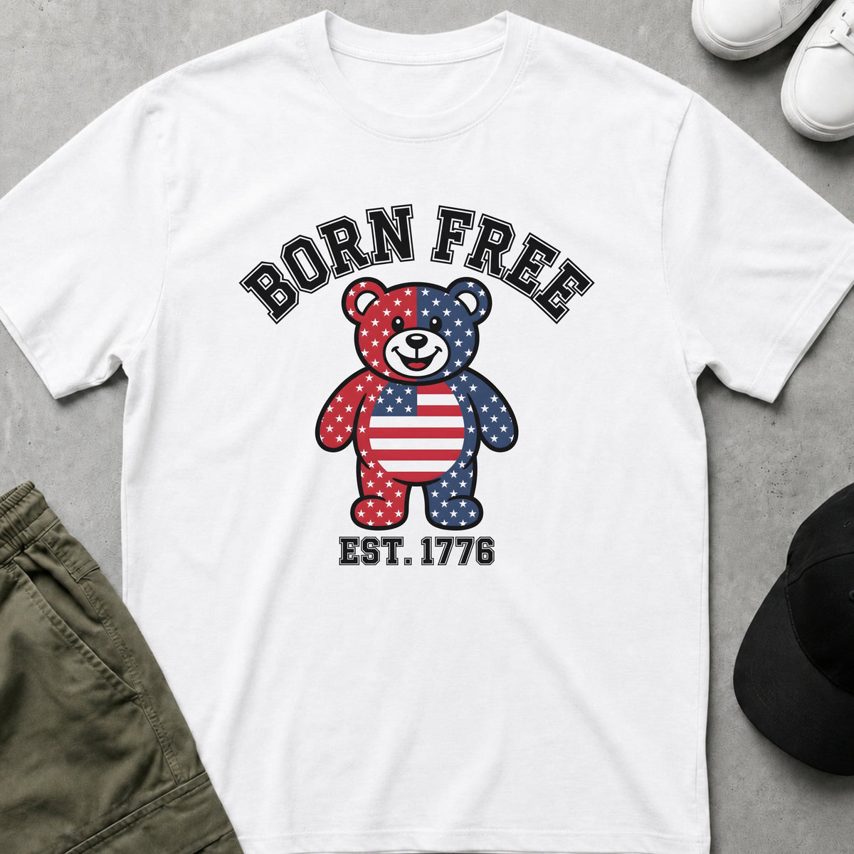 Cool Teds Teddy-Bear Liberty Bear T-Shirt White / S