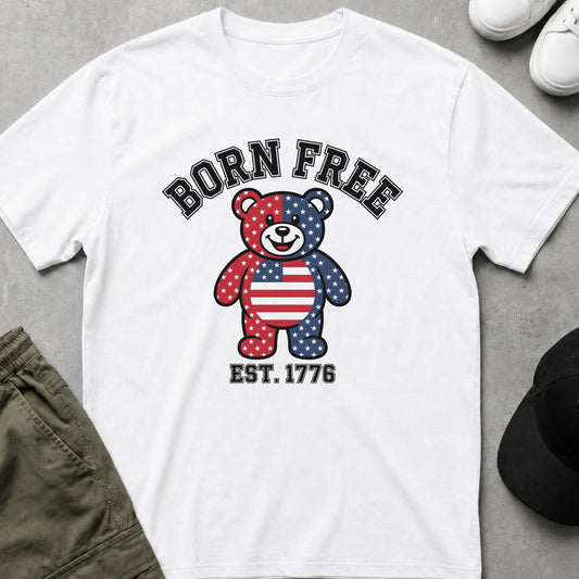 Cool Teds Teddy-Bear Liberty Bear T-Shirt White / S