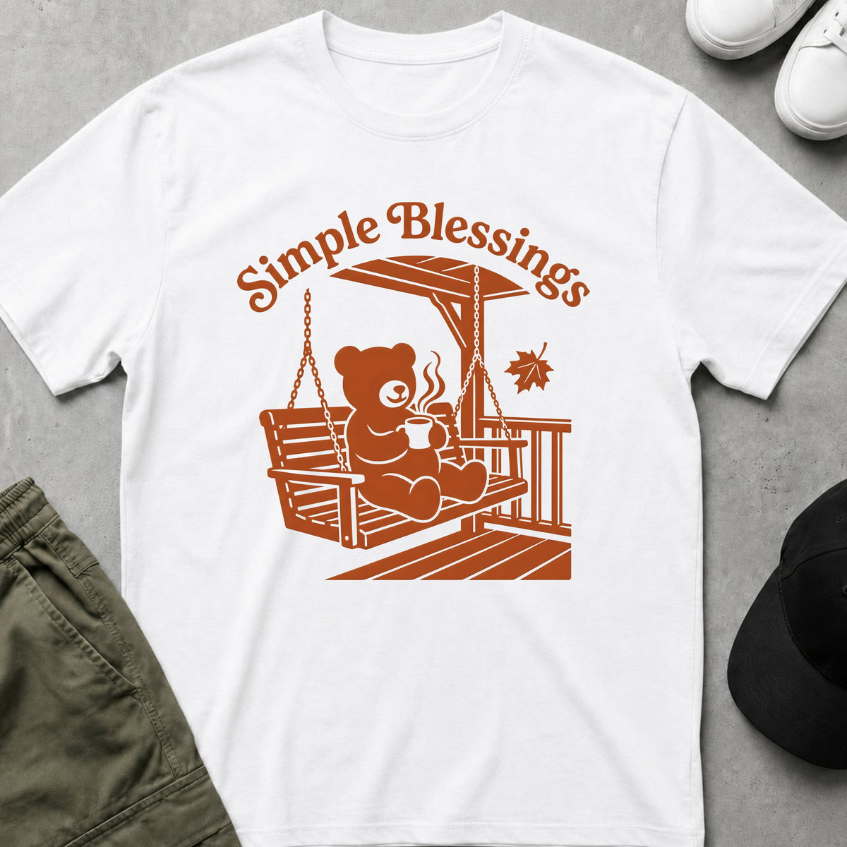 Printify Teddy-Bear Simple Blessings T-Shirt White / S