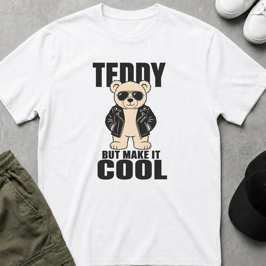 Cool Teds Teddy-Bear Leather Bear T-Shirt White / S