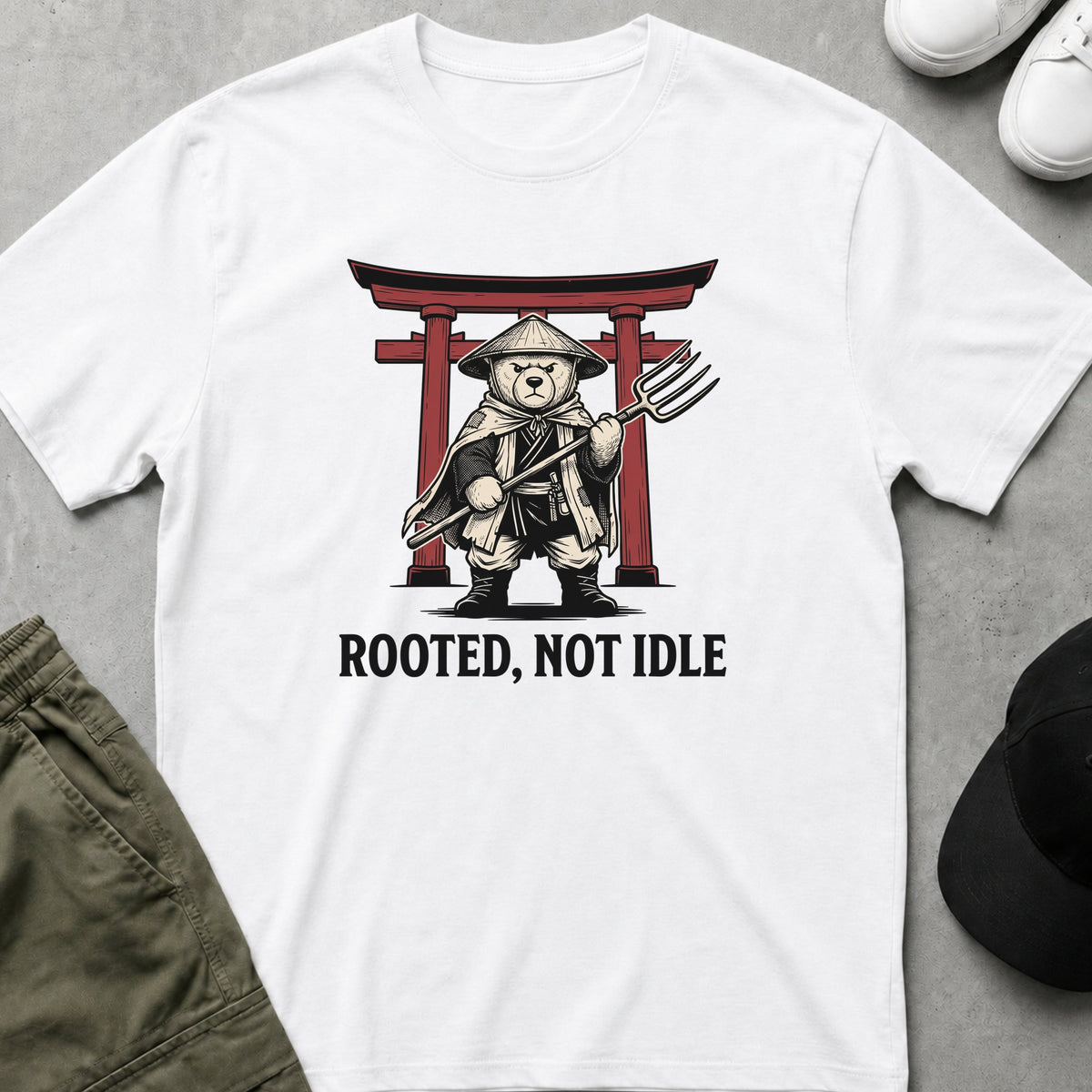 Cool Teds Teddy-Bear Rooted Not Idle T-Shirt White / S