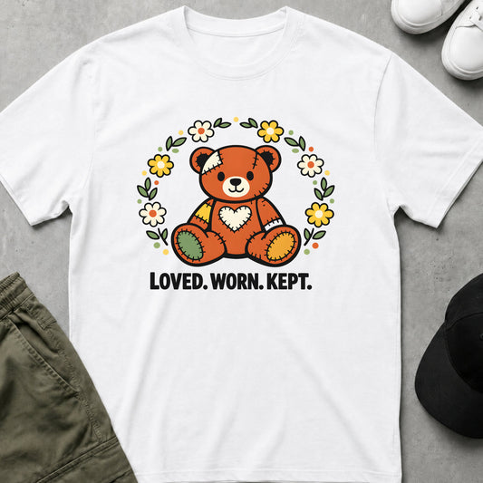 Cool Teds Teddy-Bear Loved Worn Kept T-Shirt White / S
