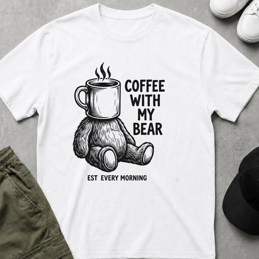 Cool Teds Teddy-Bear Bear Mornings T-Shirt White / S