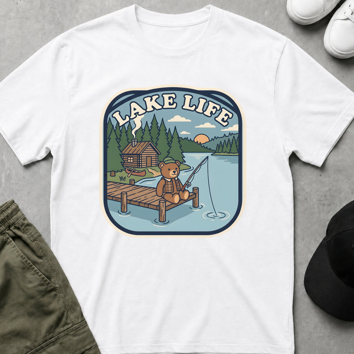 Printify Teddy-Bear Lake Life T-Shirt White / S
